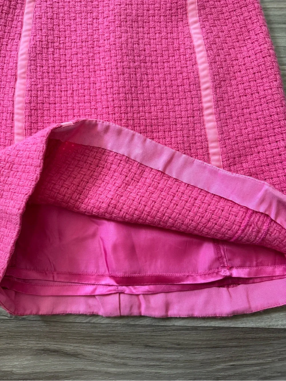 Vintage Milly Pink Basket Weave Tweed Midi Skirt Size 6 Retro Barbiecore
